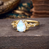 Vintage Minimalist 4-Prong Pear-Cut Moonstone Engagement Ring